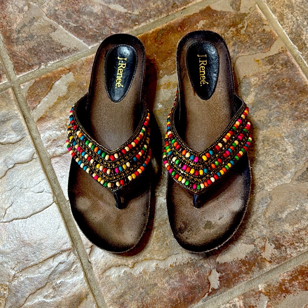 Cute beaded thong-style sandals